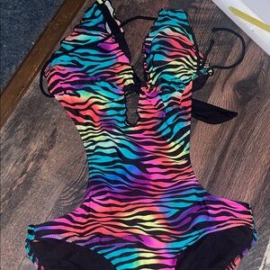 OP Multicolor Zebra Print Bikini